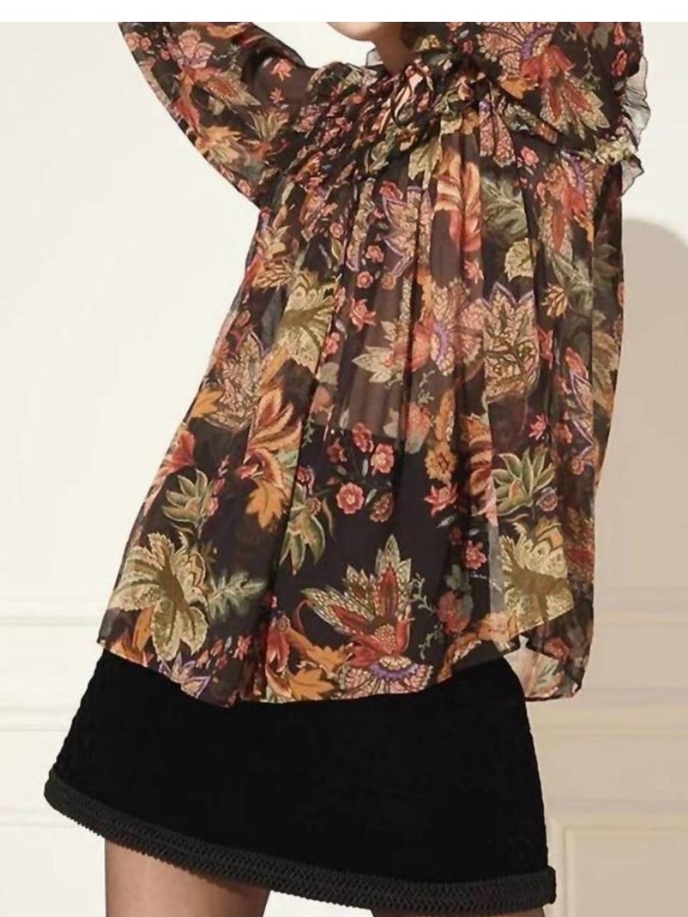 CARA CARA michelle blouse in multi jacobean black - Silk size Medium
